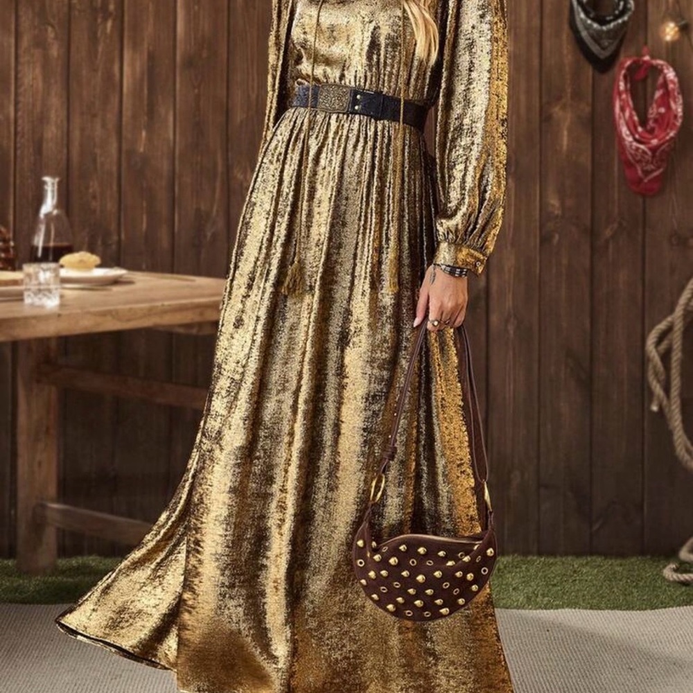 Metallic Gold dress long maxi dress